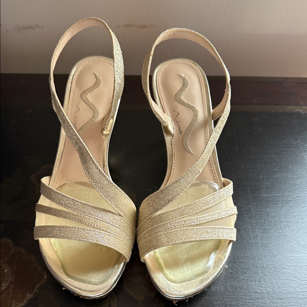 Nina Gold Strappy Heels
